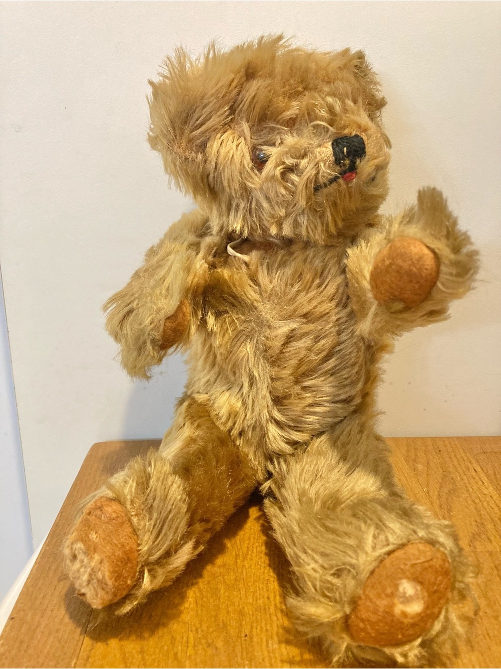 Vintage Hand Embroidered Nose Mohair Articulated Teddy Bear